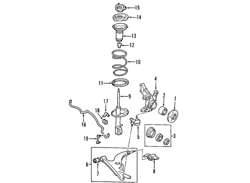 1999 Toyota RAV4 Front Suspension Components, Lower Control Arm, Stabilizer Bar Coil Spring Diagram for 48131-42041