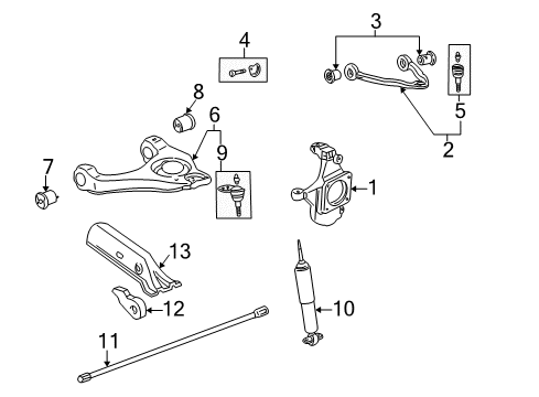 2005 GMC Savana 1500 Front Suspension Components, Lower Control Arm, Upper Control Arm, Stabilizer Bar Support Diagram for 15750844