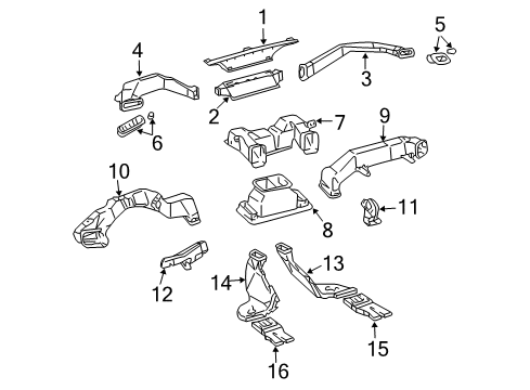 2005 Lexus GX470 Ducts Duct Assy, Heater To Register Diagram for 55870-60010