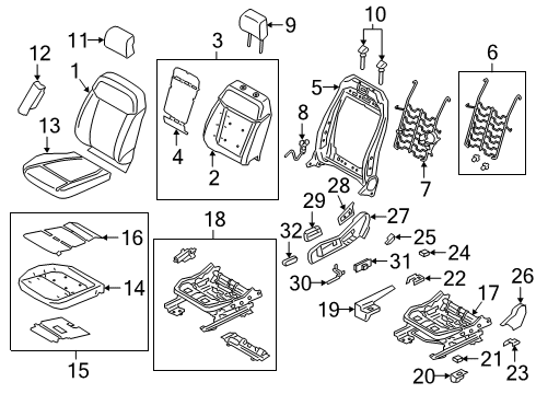 2020 Ford Ranger Front Seat Components Pivot Cover Diagram for KB3Z-2162186-AB