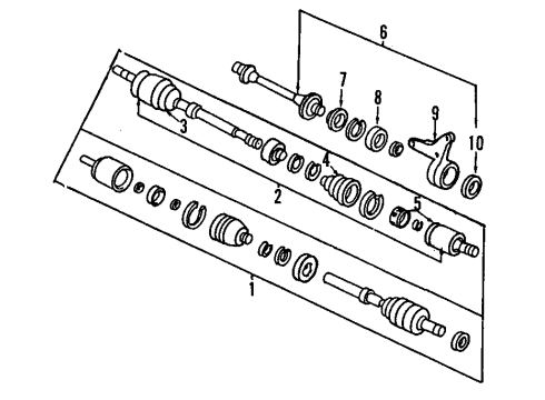 1990 Honda CRX Front Axle Shafts & Joints, Drive Axles Driveshaft Set, Driver Side Diagram for 44011-SH3-A21