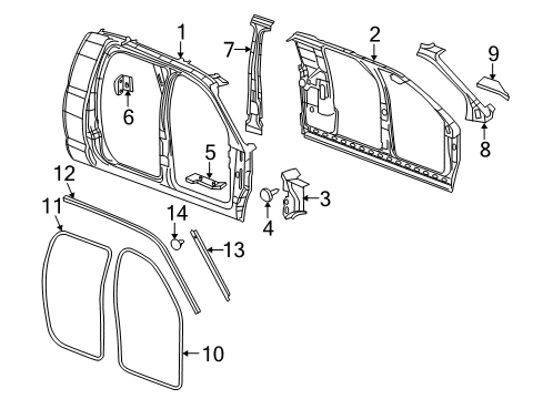 2009 Dodge Ram 2500 Aperture Panel Seal-Body Side Diagram for 55277034AB