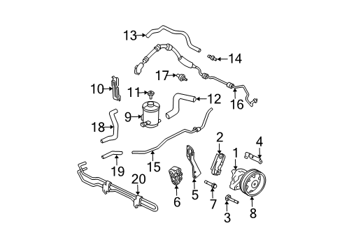 2003 Acura MDX P/S Pump & Hoses, Steering Gear & Linkage Hose, Oil Tank Diagram for 53733-S3V-A11
