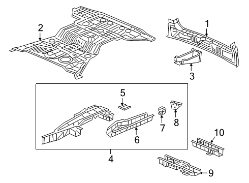 2019 Honda Passport Rear Body Panel, Floor & Rails STIFFENER, R. RR. FRAME Diagram for 65632-TGS-A00ZZ