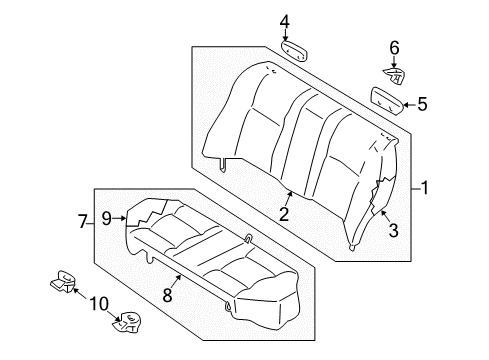 2002 Nissan Sentra Rear Seat Components Cushion Assy-Rear Seat Diagram for 88300-4Z603