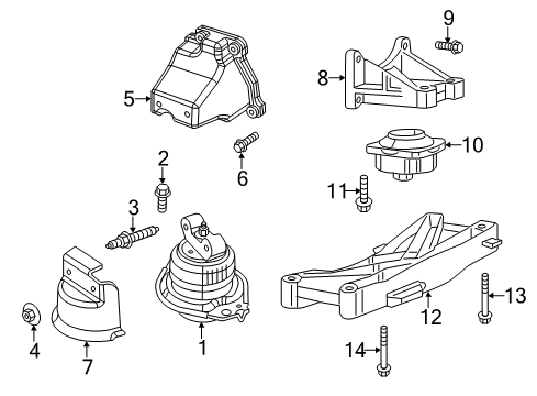 2021 Dodge Charger Engine & Trans Mounting Bracket-Transmission Mount Diagram for 5147160AA