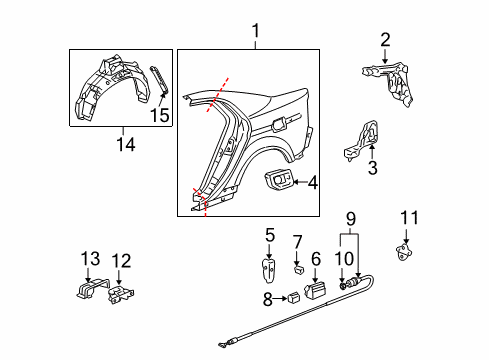 2004 Acura TL Quarter Panel & Components Bracket, Right Rear Bumper Support Diagram for 71503-SEP-A00