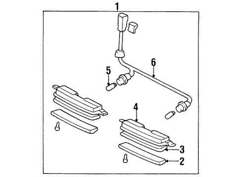 1995 Honda Odyssey License Lamps Light Assy., License Diagram for 34100-SX0-A01