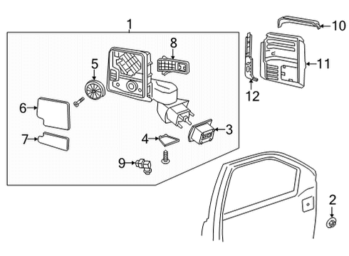 2022 GMC Sierra 3500 HD Outside Mirrors Mirror Glass Diagram for 84753945