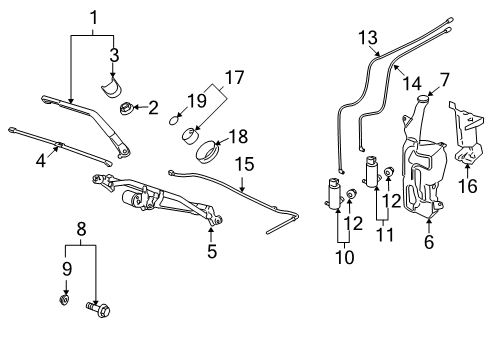 2012 Cadillac Escalade Wiper & Washer Components Front Washer Pump Diagram for 20999342