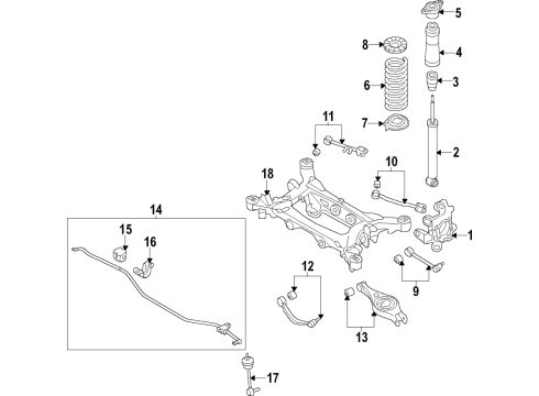 2017 Kia K900 Rear Suspension Components, Lower Control Arm, Upper Control Arm, Stabilizer Bar Bar Assembly-Rr STABILIZ Diagram for 555103T000SJ