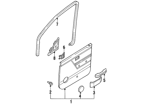 1988 Nissan Sentra Interior Trim - Front Door Front Door Armrest Right Brown Diagram for 80940-51A00