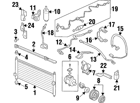 1997 Acura CL A/C Condenser, Compressor & Lines Motor, Cooling Fan Diagram for 38616-P0G-A02