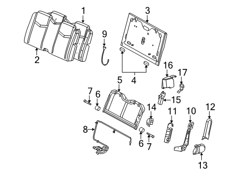 2005 Cadillac SRX Third Row Seats Seat Back Frame Bolt Diagram for 88993013