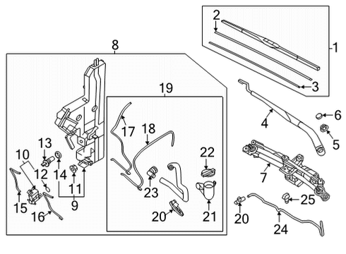 2022 Genesis GV80 Wiper & Washer Components MULT PNCS Diagram for 17925-04032