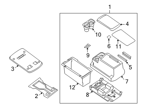 2004 Infiniti QX56 Center Console Base Console Floor, Rr Diagram for 96916-7S604