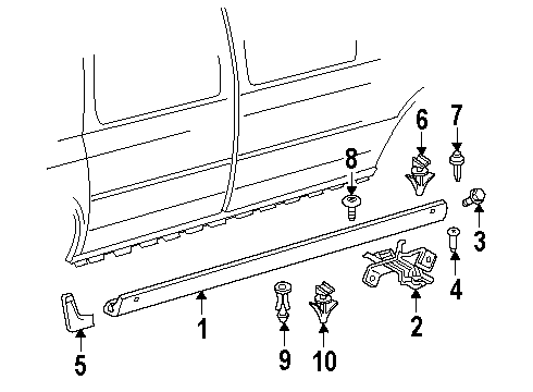 1999 Oldsmobile Silhouette Exterior Trim - Pillars, Rocker & Floor Clip Diagram for 10405988