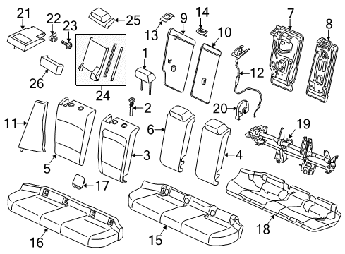 2013 BMW X1 Rear Seat Components Seat Upholstery Diagram for 52202992068