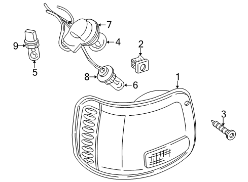 2001 Dodge Ram 2500 Van Combination Lamps Lamp-Tail Stop Backup Diagram for 4882685