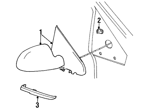 1996 Plymouth Grand Voyager Outside Mirrors Mirror-Mirror Replacement Diagram for 4798905AB