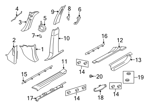 2008 Ford Expedition Interior Trim - Pillars, Rocker & Floor Rear Sill Plate Diagram for 7L1Z-4013228-AA