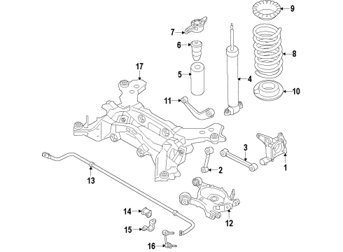 2013 Ford Fusion Rear Suspension Components, Lower Control Arm, Upper Control Arm, Ride Control, Stabilizer Bar Bushing Diagram for DP5Z-5493-C