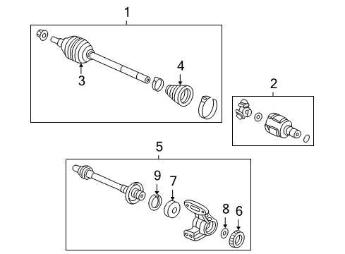 1998 Honda Accord Drive Axles - Front Driveshaft Set, Passenger Side Diagram for 44010-S84-A50