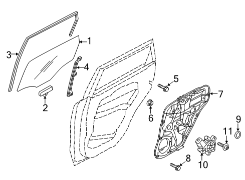 2015 Kia Soul Rear Door - Glass & Hardware Channel & Run Assembly-DELT Diagram for 83560B2000