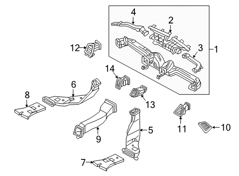 2018 Hyundai Tucson Ducts Duct Assembly-Center Air Ventilator, RH Diagram for 97420-D3000-4X