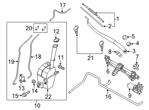 2014 Hyundai Santa Fe Wiper & Washer Components Motor & Pump Assembly-Windshield Washer Diagram for 985102V100