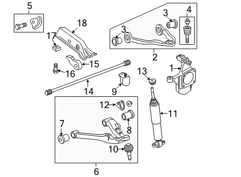 2009 Chevrolet Silverado 3500 HD Front Suspension Components, Lower Control Arm, Upper Control Arm, Stabilizer Bar Lower Control Arm Bumper Diagram for 15835667