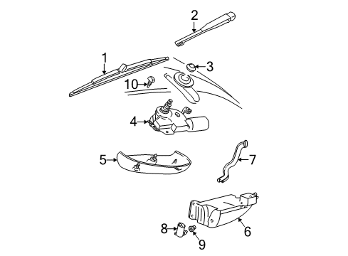 2002 Mercury Sable Lift Gate - Wiper & Washer Components Wiper Blade Diagram for JU2Z-17V528-D