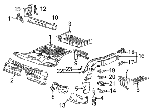 2020 Cadillac CT4 Rear Floor & Rails Center Floor Pan Diagram for 84508713