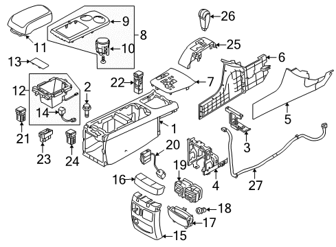 2009 Kia Amanti Console Bracket Assembly-Console Diagram for 846303F005