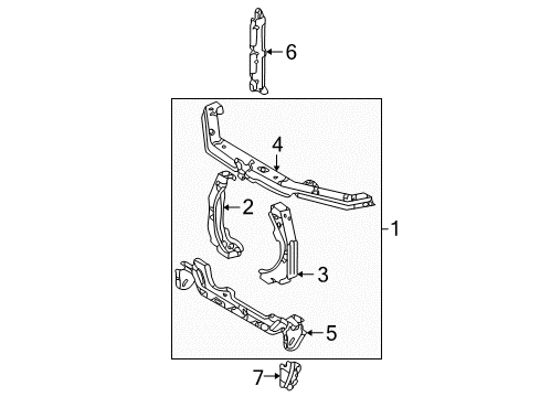 2002 Toyota Avalon Radiator Support Latch Support Diagram for 53215-07020