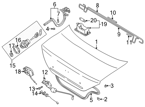 2002 Kia Spectra Trunk Cover-Hole Diagram for 0K2A156981