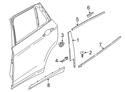 2016 BMW X1 Exterior Trim - Rear Door Cover, Column B, Door, Rear Left Diagram for 51357349675