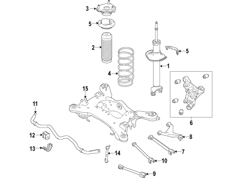 2020 Infiniti Q60 Rear Suspension Components, Lower Control Arm, Upper Control Arm, Stabilizer Bar Shock Absorber Kit-Rear Diagram for E6210-5CA3A
