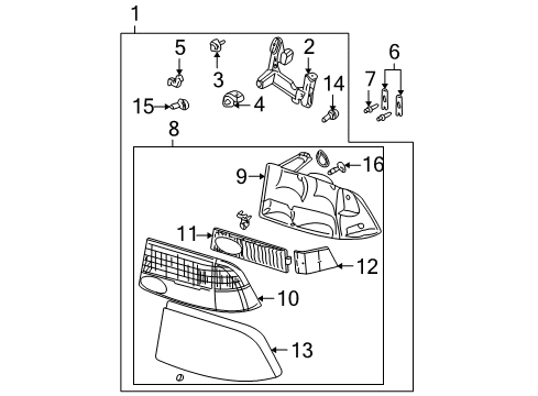 2002 GMC Sonoma Headlamps Filler, Headlamp Opening Diagram for 16525834