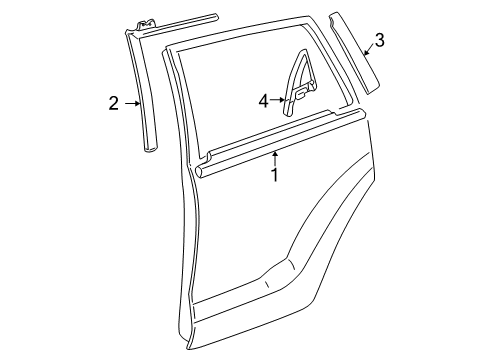 2007 Toyota Matrix Exterior Trim - Rear Door Belt Molding Diagram for 75730-01041