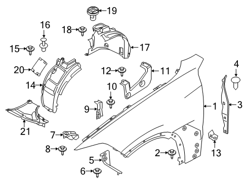 2021 BMW X5 Fender & Components Expanding Nut Diagram for 31146856399