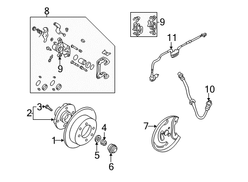 2003 Hyundai Elantra Brake Components Sensor Assembly-Abs Real Wheel , LH Diagram for 95680-2D050