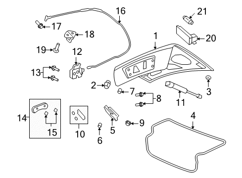 2008 Pontiac G8 Trunk Lid Hinge Diagram for 92266383