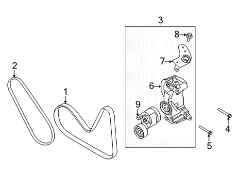 2021 Genesis G80 Belts & Pulleys TENSIONER Assembly Diagram for 252802T000