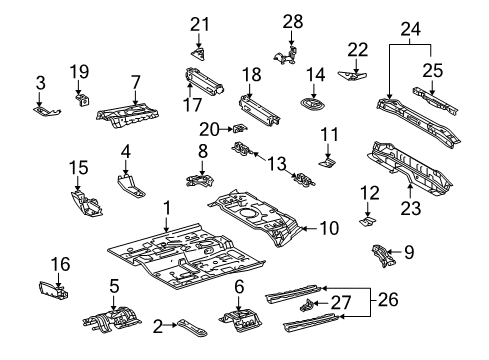 2006 Scion xB Pillars, Rocker & Floor - Floor & Rails Center Reinforcement Diagram for 57672-52080