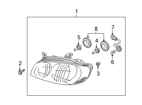 2003 Kia Spectra Headlamps Dust Cover Diagram for 0K2NB51036