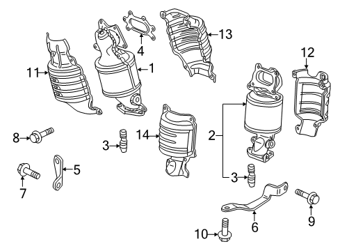 2016 Honda Odyssey Exhaust Manifold Stay FR, Converter Diagram for 11942-5G0-A00