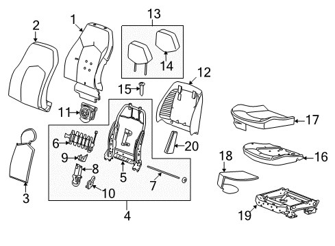 2008 Cadillac CTS Driver Seat Components Pad Asm-Driver Seat Cushion Diagram for 20755533