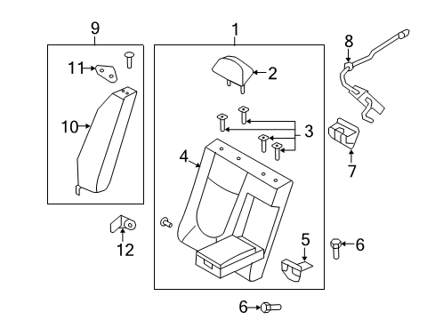 2008 Kia Spectra Rear Seat Components Back Side Assembly-Rear Seat Diagram for 896032F000193