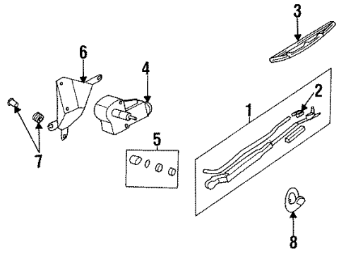 1993 Nissan Quest Lift Gate - Wiper & Washer Components Rear Windshield Wiper Blade Assembly Diagram for 28790-0B000